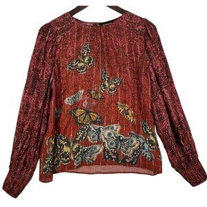 Desigual Butterfly Blouse Boho Cottagecore SZ Small